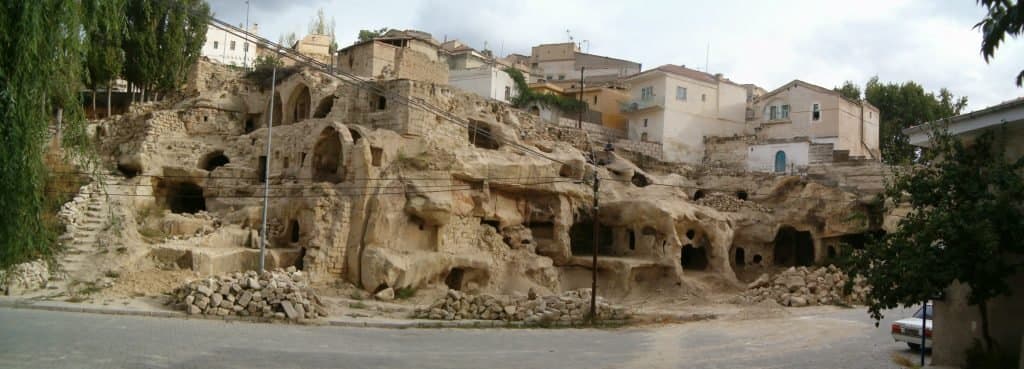 Historic cave structures in Mustafapaşa