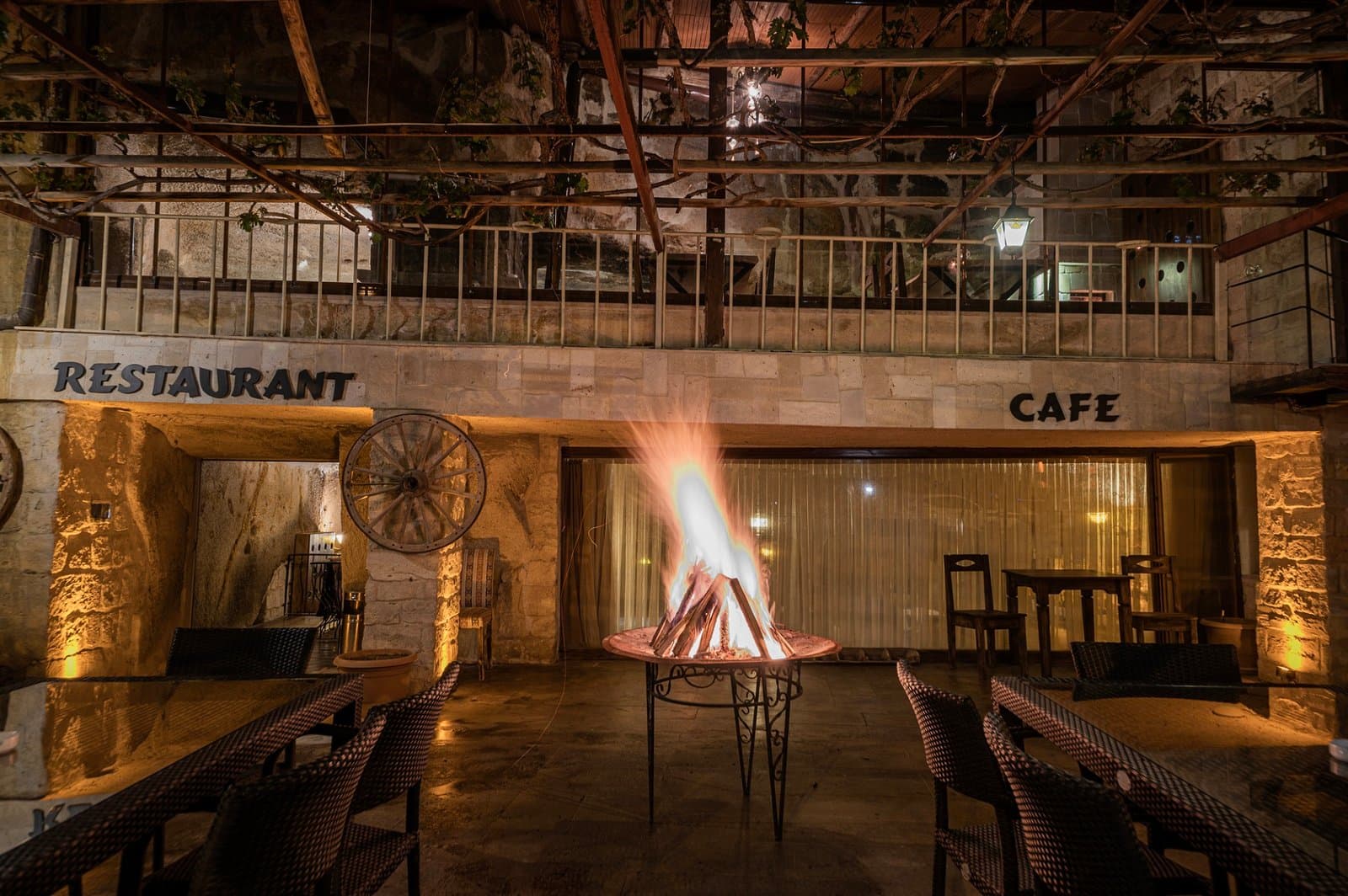 Warm fireside atmosphere at Konak Bezirhane